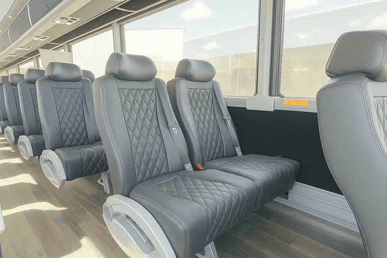 interior of Boynton Beach Coach Bus Service charter bus